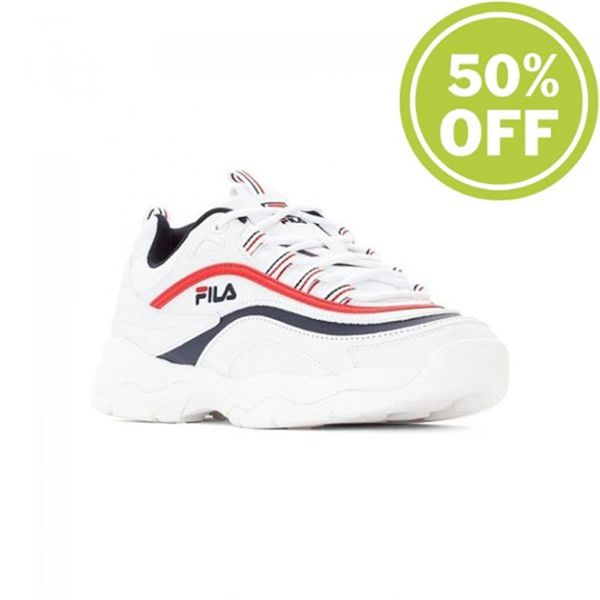 Fila Ray Low Wmn Women's Sneakers - White/Navy/Red,NZ 482-49173